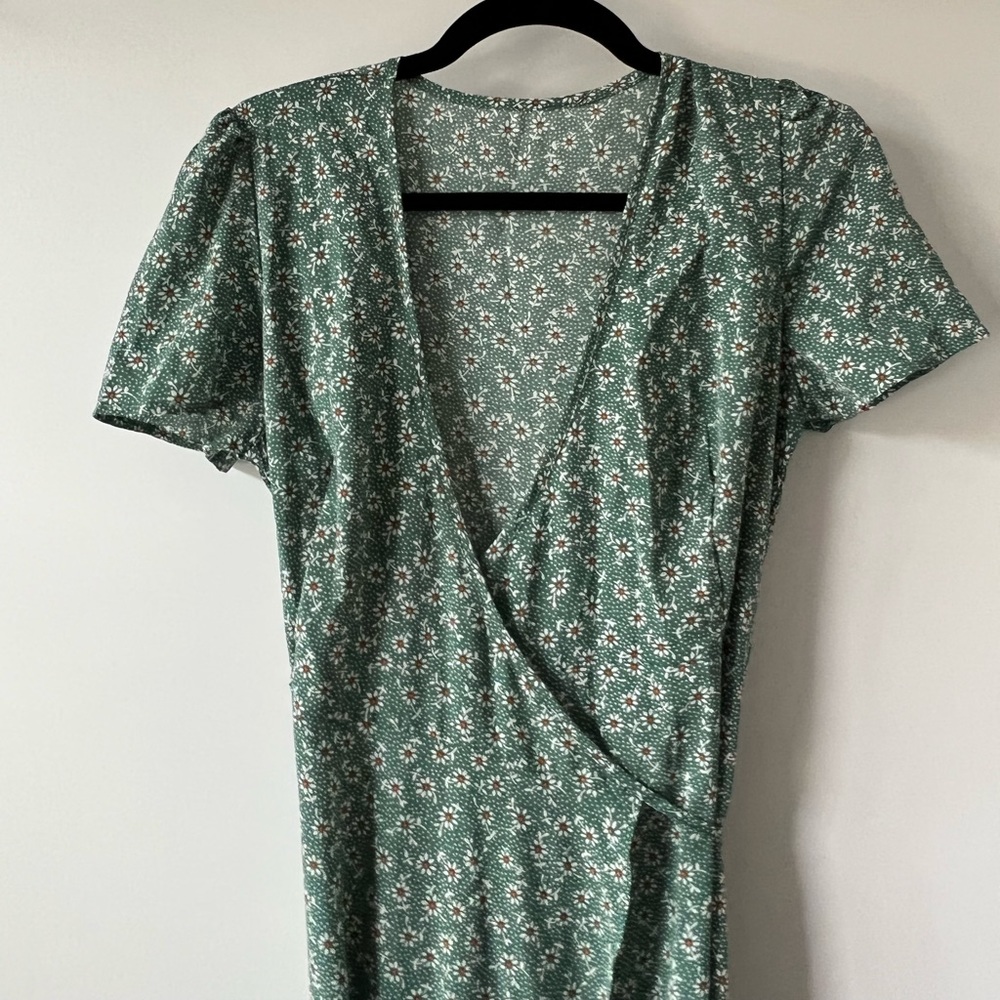Green Floral Maxi Wrap Dress - Size 6